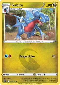 Gabite Pokemon card from Brilliant Stars, card number 108