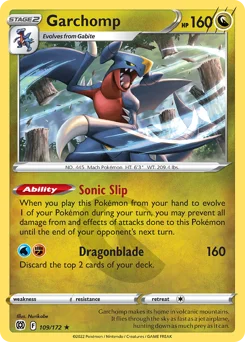 Garchomp Pokemon card from Brilliant Stars, card number 109