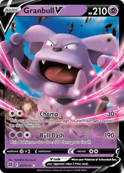 Granbull V Pokemon card from Brilliant Stars, card number 57