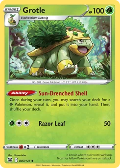Grotle Pokemon card from Brilliant Stars, card number 7