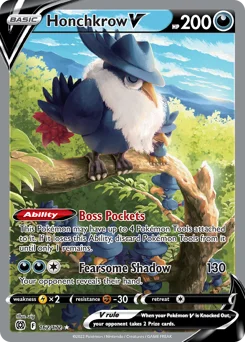 Honchkrow V Pokemon card from Brilliant Stars, card number 162