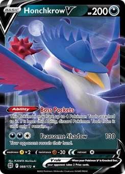 Honchkrow V Pokemon card from Brilliant Stars, card number 88
