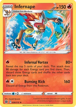 Infernape Pokemon card from Brilliant Stars, card number 26