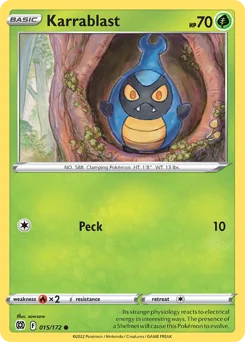 Karrablast Pokemon card from Brilliant Stars, card number 15