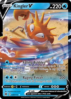 Kingler V Pokemon card from Brilliant Stars, card number 28