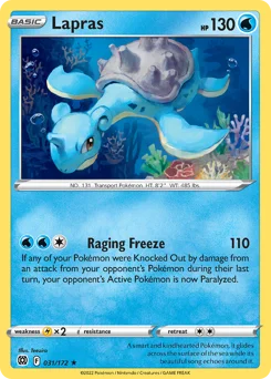 Lapras Pokemon card from Brilliant Stars, card number 31