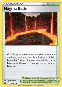 Magma Basin Pokemon card from Brilliant Stars, card number 144