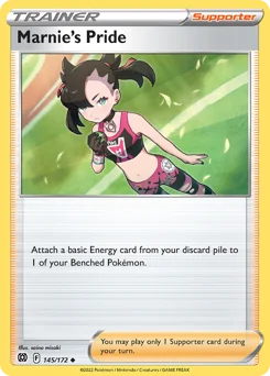 Marnie's Pride Pokemon card from Brilliant Stars, card number 145
