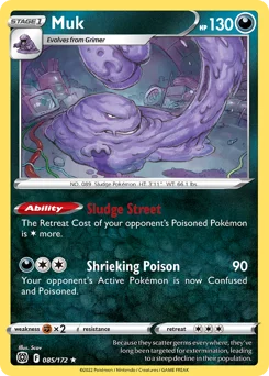 Muk Pokemon card from Brilliant Stars, card number 85
