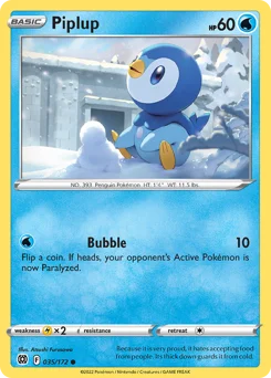 Piplup Pokemon card from Brilliant Stars, card number 35