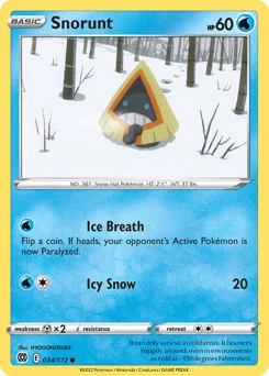 Snorunt Pokemon card from Brilliant Stars, card number 34