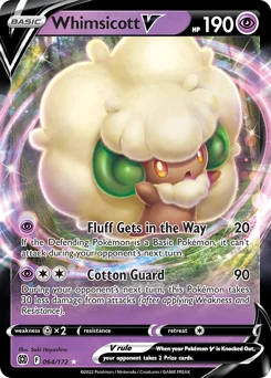 Whimsicott V Pokemon card from Brilliant Stars, card number 64