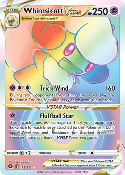 Whimsicott VSTAR Pokemon card from Brilliant Stars, card number 175