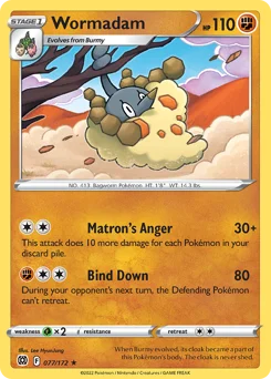 Wormadam Pokemon card from Brilliant Stars, card number 77