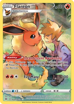 Flareon Pokemon card from Brilliant Stars Trainer Gallery, card number TG01