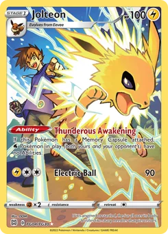 Jolteon Pokemon card from Brilliant Stars Trainer Gallery, card number TG04