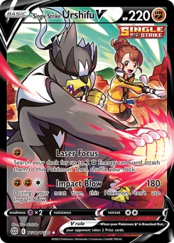Single Strike Urshifu V Pokemon card from Brilliant Stars Trainer Gallery, card number TG18
