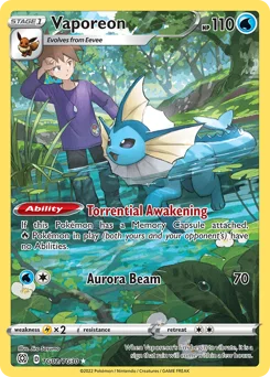 Vaporeon Pokemon card from Brilliant Stars Trainer Gallery, card number TG02