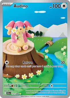 Audino Pokemon card from Black Bolt, card number 151