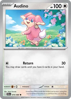 Audino Pokemon card from Black Bolt, card number 74