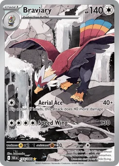 Braviary Pokemon card from Black Bolt, card number 155