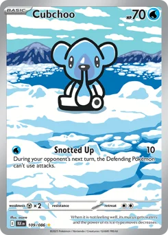 Cubchoo Pokemon card from Black Bolt, card number 109
