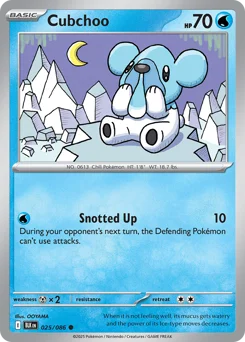 Cubchoo Pokemon card from Black Bolt, card number 25