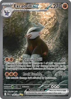Excadrill ex Pokemon card from Black Bolt, card number 168
