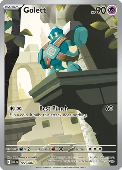Golett Pokemon card from Black Bolt, card number 122