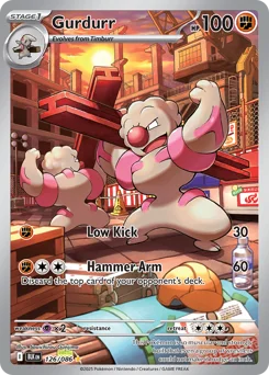 Gurdurr Pokemon card from Black Bolt, card number 126