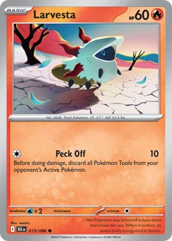 Larvesta Pokemon card from Black Bolt, card number 15