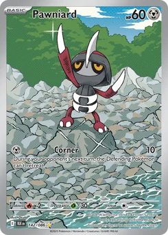 Pawniard Pokemon card from Black Bolt, card number 142
