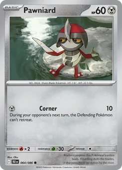 Pawniard Pokemon card from Black Bolt, card number 64
