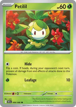 Petilil Pokemon card from Black Bolt, card number 6