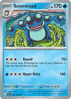 Seismitoad Pokemon card from Black Bolt, card number 21