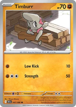 Timburr Pokemon card from Black Bolt, card number 47