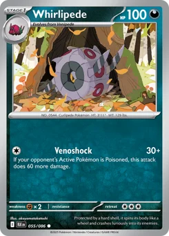 Whirlipede Pokemon card from Black Bolt, card number 55